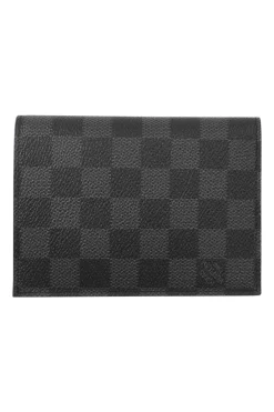 Black and grey Damier Graphite Canvas Leather Passport Cover
