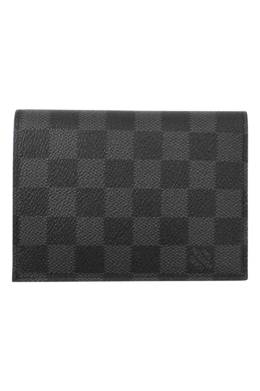 Black and grey Damier Graphite Canvas Leather Passport Cover