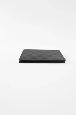 Black and grey Damier Graphite Canvas Leather Passport Cover