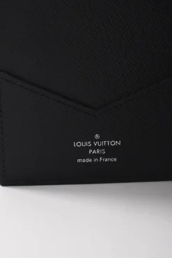 Black and grey Damier Graphite Canvas Leather Passport Cover