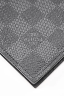 Black and grey Damier Graphite Canvas Leather Passport Cover