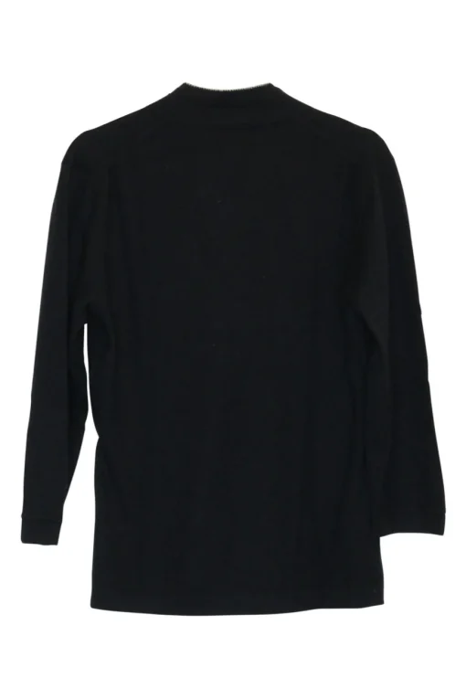 Black and jade embellished cashmere stand collar wrap-effect cropped sleeve knit top