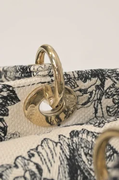Black and latte Zodiac Toile de Jouy Medium Lady D-Lite bag with detachable shoulder strap