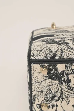 Black and latte Zodiac Toile de Jouy Medium Lady D-Lite bag with detachable shoulder strap
