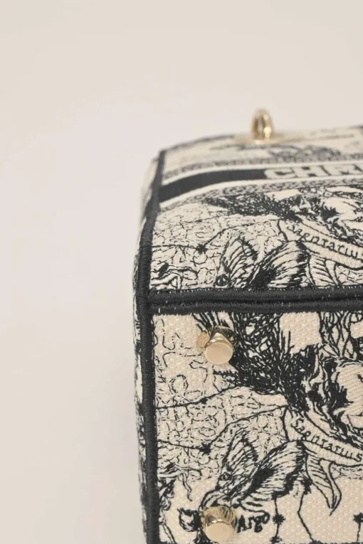 Black and latte Zodiac Toile de Jouy Medium Lady D-Lite bag with detachable shoulder strap
