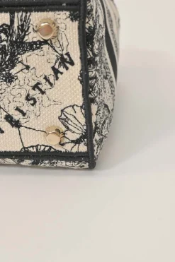 Black and latte Zodiac Toile de Jouy Medium Lady D-Lite bag with detachable shoulder strap