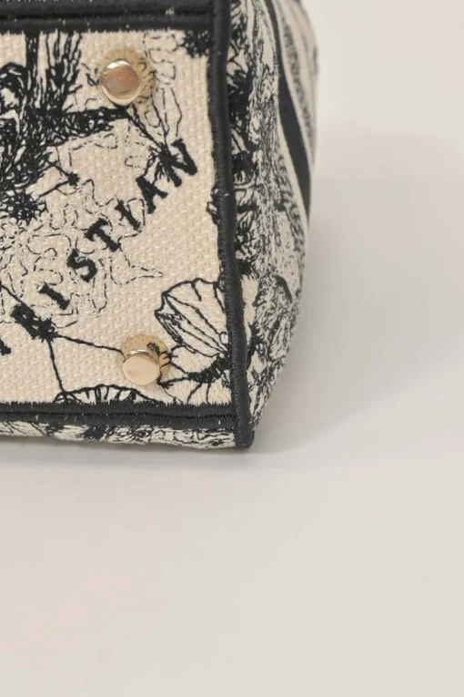 Black and latte Zodiac Toile de Jouy Medium Lady D-Lite bag with detachable shoulder strap