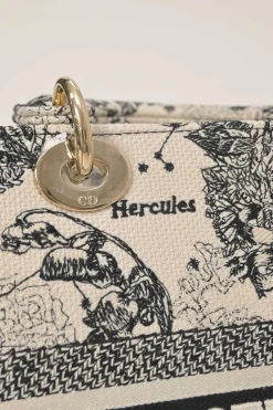 Black and latte Zodiac Toile de Jouy Medium Lady D-Lite bag with detachable shoulder strap