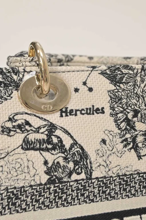 Black and latte Zodiac Toile de Jouy Medium Lady D-Lite bag with detachable shoulder strap