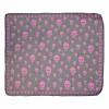 Black and magenta semi-sheer silk skull print square scarf