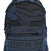 Black and navy cotton DiorTravel camouflage logo backpack