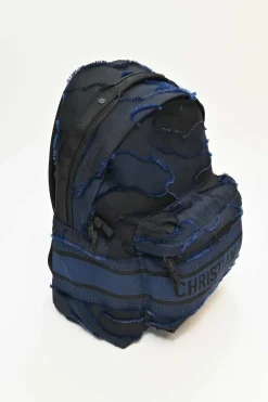 Black and navy cotton DiorTravel camouflage logo backpack