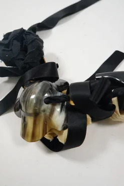 Black and Neutral Flower Decoration Necklace