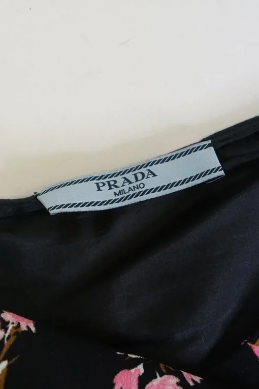 Black and pink silk crêpe floral print sarong-style skirt