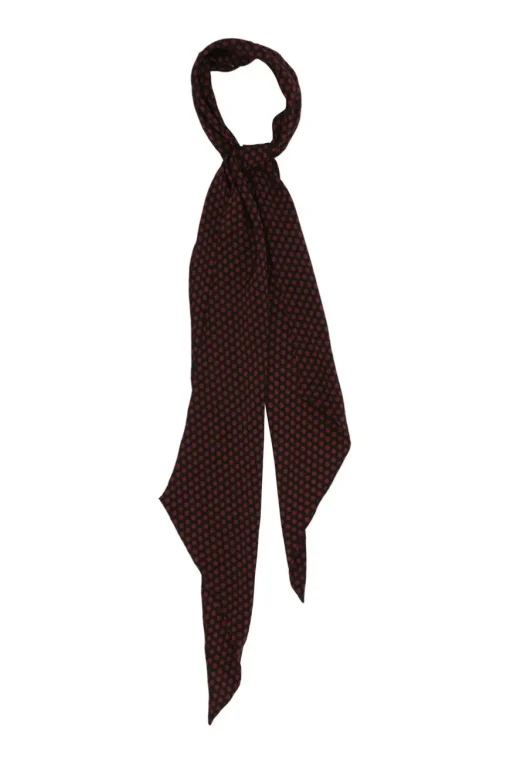 Black and red silk dot print skinny scarf