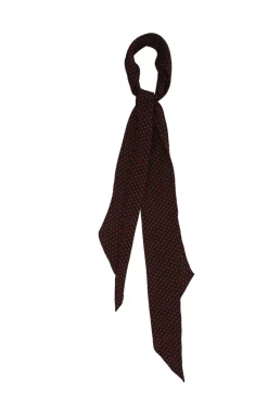 Black and red silk dot print skinny scarf