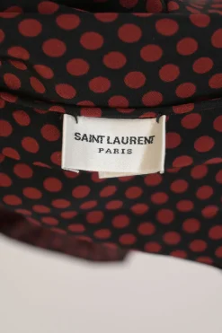 Black and red silk dot print skinny scarf