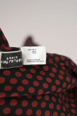 Black and red silk dot print skinny scarf