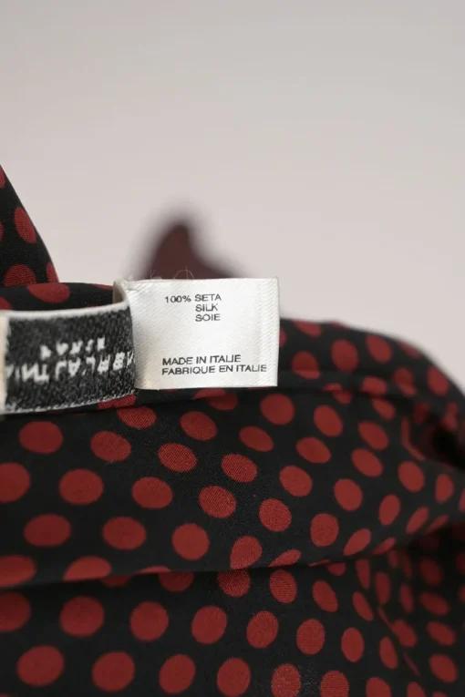 Black and red silk dot print skinny scarf