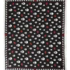 Black and red skull and lips print fringe scarf