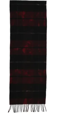 Black and red wool tartan fringe scarf