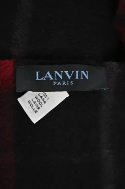 Black and red wool tartan fringe scarf