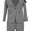 Black and white cotton Connection houndstooth check single breasted notch lapel jacket and pull-on tailored bermuda short suit set