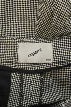 Black and white cotton Connection houndstooth check single breasted notch lapel jacket and pull-on tailored bermuda short suit set