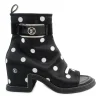 Black and white polka dot satin 'Moonlight Ankle Boot'