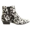 Black and white pony hair ankle boots