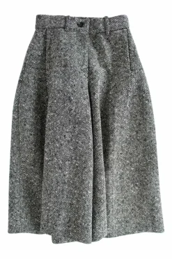 Black and white wool-blend tweed culottes