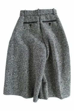 Black and white wool-blend tweed culottes