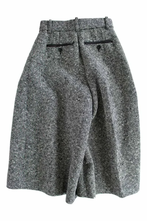 Black and white wool-blend tweed culottes