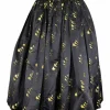 Black and yellow floral jacquard circle skirt