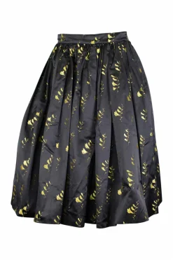 Black and yellow floral jacquard circle skirt