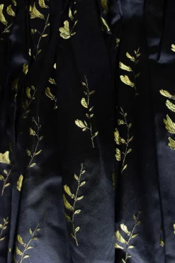 Black and yellow floral jacquard circle skirt