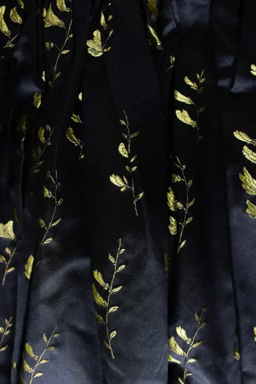 Black and yellow floral jacquard circle skirt