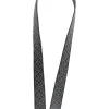Black Arabesque-studded bag strap with silver-tone metallic hardware