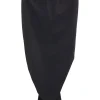 Black bias-cut gored pull-on ruched-front pencil skirt with elasticated waistband