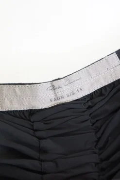Black bias-cut gored pull-on ruched-front pencil skirt with elasticated waistband