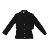 Black bi-layer washed cotton denim peplum jacket