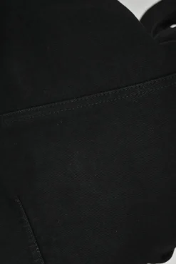Black bi-layer washed cotton denim peplum jacket