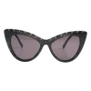 Black bio-acetate cat eye sunglasses with silver chain and shimmer details