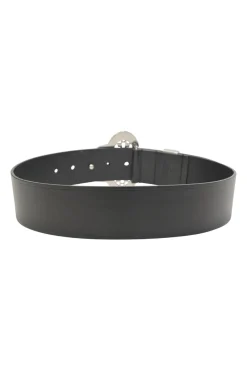 Black box calf leather Adaria laser-cut buckle belt