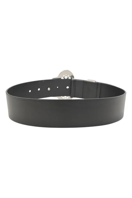 Black box calf leather Adaria laser-cut buckle belt
