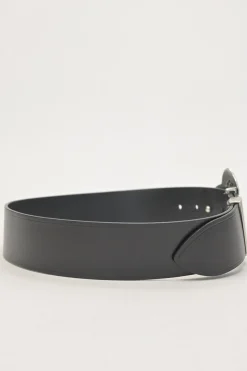 Black box calf leather Adaria laser-cut buckle belt