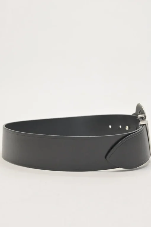 Black box calf leather Adaria laser-cut buckle belt