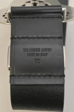 Black box calf leather Adaria laser-cut buckle belt