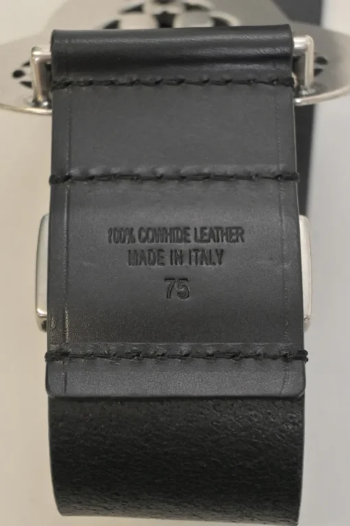 Black box calf leather Adaria laser-cut buckle belt