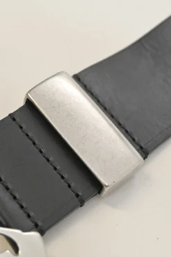 Black box calf leather Adaria laser-cut buckle belt